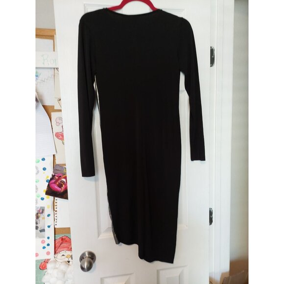 Zara Black Long-Sleeve Dress With Metallic Gold Accent - Picture 4 of 4